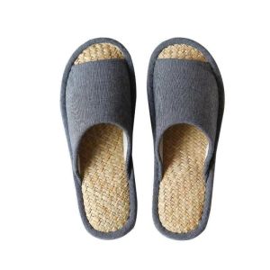 MUJI Japanese Malay Grass Slippers for Womens Summer Household Linen Odor-proof Sweat-absorbent Breathable Cotton and Linen Home Floor Non-slip Non-stinky Feet