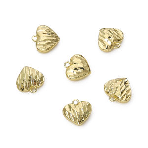 จี้รูปหัวใจทองเหลืองชุบทองขนาด11X10มม. 1ชิ้น/ถุง14K สำหรับทำเครื่องประดับต่างหูสร้อยคอสร้อยข้อมือแบบ DIY