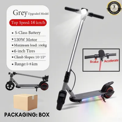 Beige Electric Scooter for Kids / Adults Foldable 16KM/H with Led Lights 6.5 Inches Outdoor Commuting Scooter