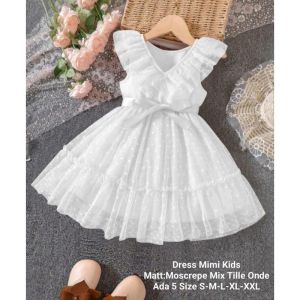 Dress Anak Perempuan Terbaru Model Kerutan/Dress Mimi Kids 5 Ukuran/Moscrepe Mix Tille Tutu Onde