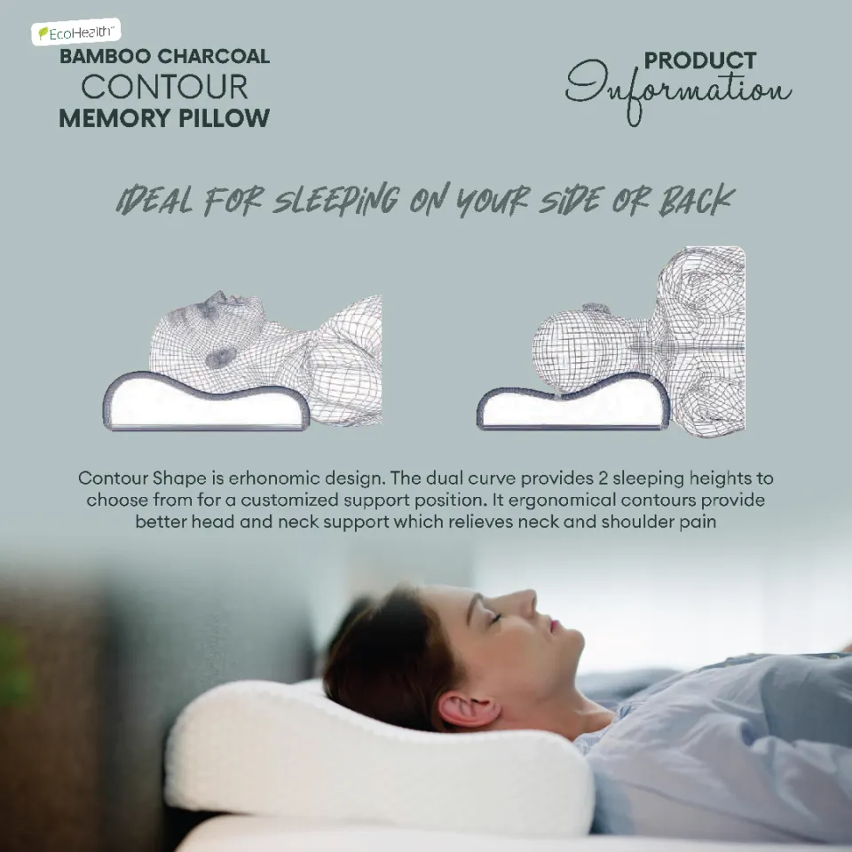 Jean Perry Ecohealth Bamboo Charcoal Memory Pillow (Contour Shape