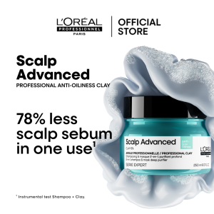 LOreal Professionnel Scalp Advanced Anti-Oiliness 2-in-1 Deep Purifying Clay Mask for Oily Scalps 250ml