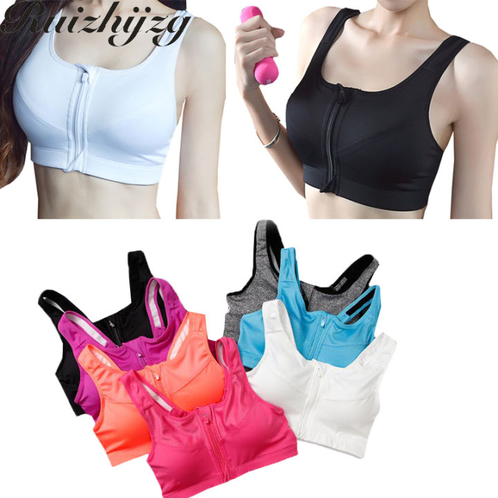 S-5XL Sport Bra Paded Yoga Top Wireless Fitness Women Ladies Front Zipper  Push Up Cotton Running Seamless Plus Size with Zip