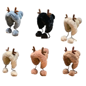 Thanh Lịch Mùa Đông Dễ Thương Mắt Tai quả bông Hat Tai Flap Crochet được nhồi nhồi bông mũ len Skullies ngoài trời ấm áp Cap Đối Với Phụ Nữ