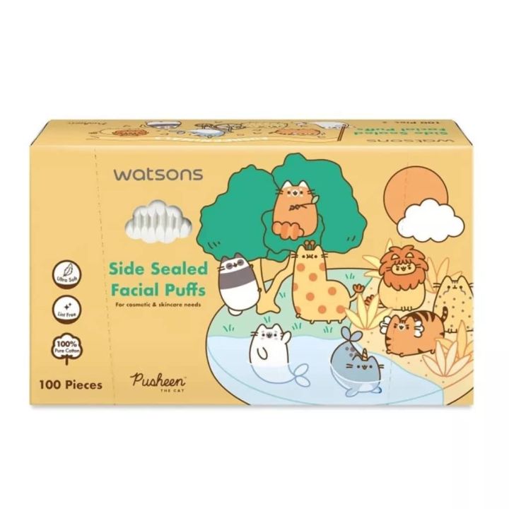 WATSONS Pusheen The Cat Side Sealed Facial Puffs (100s) Single