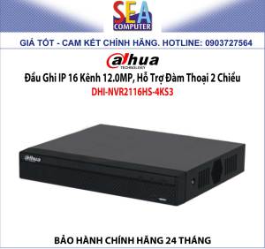 Đầu ghi Dahua IP 16 kênh 12.0MP  Hỗ trợ Đàm thoại 2 chiều - DHI-NVR2116HS-4KS3