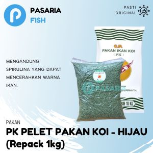 PK PAKAN KOI 2mm Pelet Hijau/Makanan Ikan Hias Repack 1kg