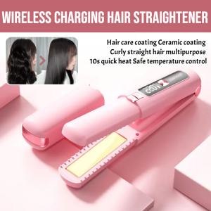 Portable LCD curling iron large capacity Large Capacity Wireless Charging Hair Straightener Portable Charging Straightening Brush No Damage Hair Curling Wand Fast Heating wireless rechargeable