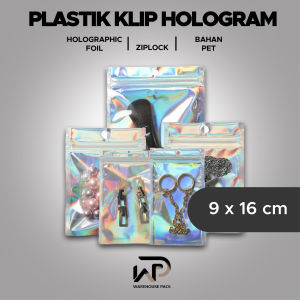 ( 10 Pcs ) Plastik Klip Hologram Flat 9 x 16 cm | Ziplock Hologram Foil | Plastik Klip Kemasan Hologram