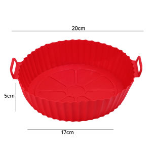 Air Fryer Silicone Pot Round Airfryer Oven Baking Trays for Pizza Grill Chicken Baking Mat Non-Stick Steamer Pad Baking Liner Reusable Silicone Air Fryer Tray