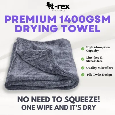 🇸🇬1400GSM Premium Large Drying Towel Twisted Loop Car Clean Detailing Absorbent Microfibre