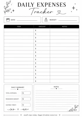 Expenses Daily Record Tracker Notepad A6 & A5 size