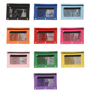 Portable Pencil Case 3 Rings Binders Pencil Box Double Zipper File Bag School Office Supplies For Students Storage