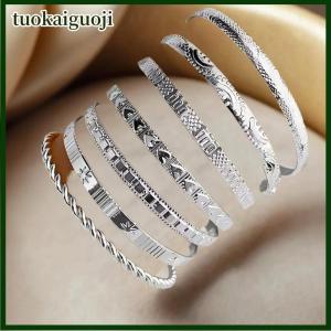 tuokaiguoji 7Pcs Set Fashion Elegant Rhombus Heart Twist Design Smooth Bracelets Set For Women Jewelry Accessries Gift