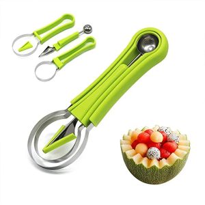 4 in 1 Stainless Steel Fruit Tool Set Melon Baller Scoop Watermelon Cutter Hot Sale