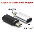 อะแดปเตอร์แปลงไมโคร USB ตัวผู้เป็น USB-C Type C ตัวเมียขั้วต่อชาร์จข้อมูล. 