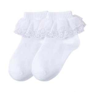 Set of 3 pair Girls Cotton Socks with Elegant Lace Detail Cosy and Stretchy Hosiery For Ages 1 to 10+ Years Kids