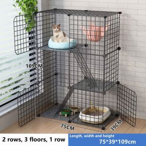 DIY Foldable 3 layers Cat Cage Stackable Cage for Cat Villa Collapsible Cage Cat House