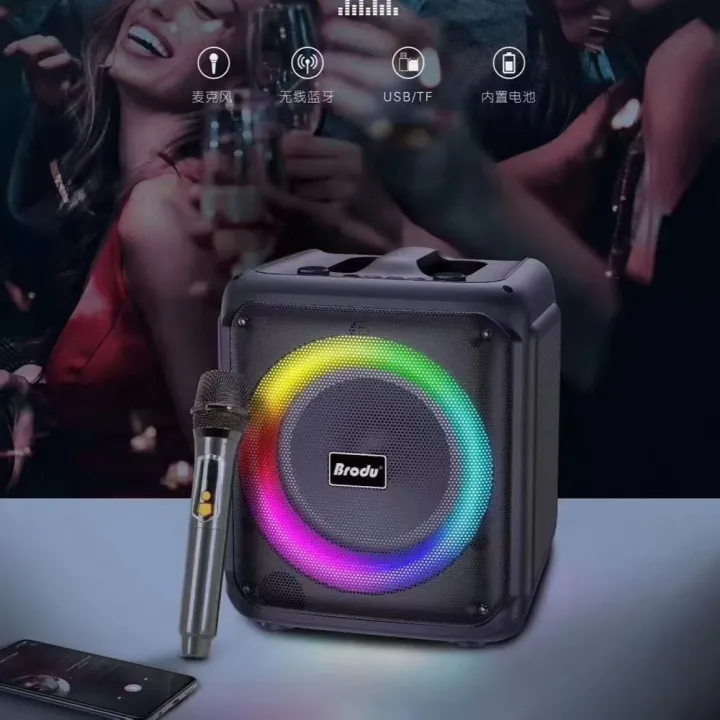 BRODU 6.5 inch Big Karaoke Bluetooth Speaker with Wireless Mic 4inch/6 ...