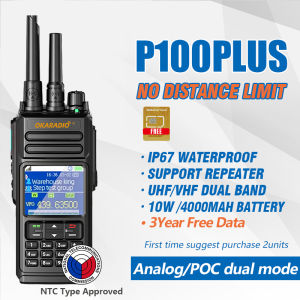 OKARADIO P100Plus Network Walkie Talkie Dual Mode POC/Analog Waterproof IP67 Nationwide Unlimited Distance 5000KM Portable Intercom Two Way Radio