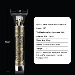 USB Rechargeable Vintage Head Shaver Cordless Hair Trimmer Electric Hair Clipper for Men Grooming / Pencukur Rambut