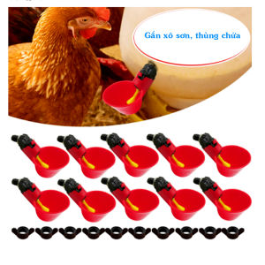 Máng uống tự động cho gà vịt gắn xô sơn dùng hiệu quả