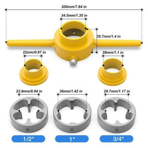 6pcs PVC Pipe Silk Threader Tap Dies Hand Tool Tap Wrench For 1/2″-3/4″-1″ Plumbing Manual Repairing