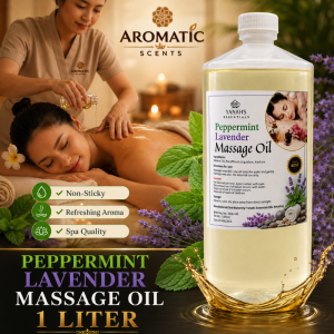 Peppermint Lavender Scented Relaxing Massage Oil (1 Liter) – Soothes Sore Muscles & Enhances Massage Therapy
