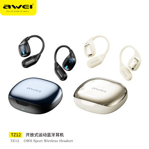 Awei TZ12 OWS Open Ear Earphones Bluetooth 6.0 Noise Cancelling Stereo Bass Ear Hook Earbuds Air Conduction Headphone with Microphone IPX4 Waterproof Comfortable Fit for Running Sports Outdoor