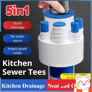 30/45/80 Kitchen Sewer Tees 5in1 Sink Sewer Tees Joint Multifunctional Anti-Odor Drainage Water Pipe Joint