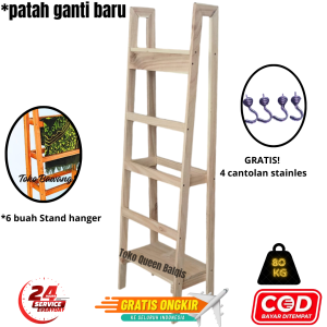 rak sajadah dan mukena alquran stand hanger kayu jati aesthetic minimalis tangga estetik rak jilbab