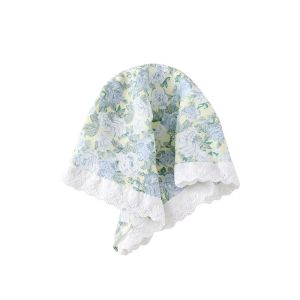 Sweet Pastoral Style Floral Lace Triangular Scarf Headband for Women Girls Summer Hair Accessory