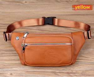100% Genuine Leather waist bag men and women cowhide  fanny pack ultra thin fitness chest bag Outdoor travel diagonal bag fashion wallet belt bag