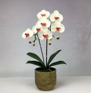 OrientalFineArt กระถางดอกกล้วยไม้ประดิษฐ์ สำหรับตกแต่งบ้าน ดอกไม้ปลอมพร้อมกระถาง