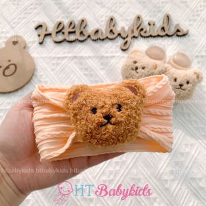 Set Vớ Gấu Ngắn + Băng đô Màu Be / Nâu Cho Bé Gái Bé Trai Đầy Tháng Thôi Nôi