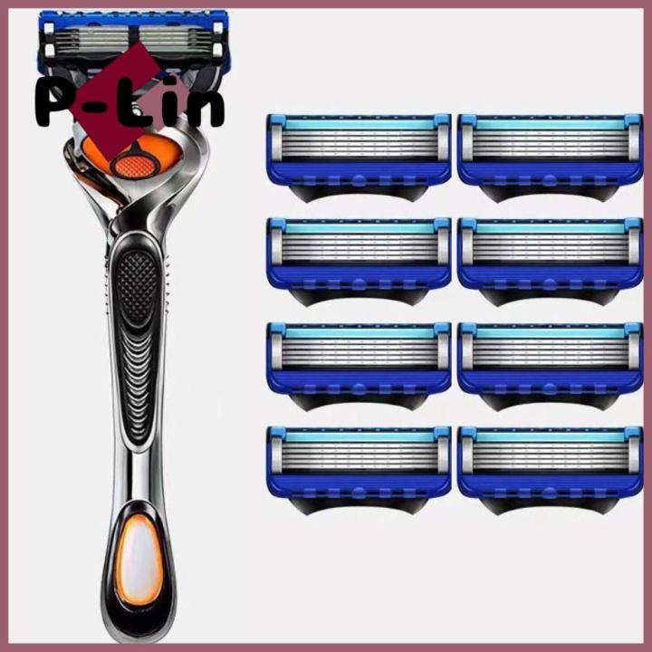 P-LIN Blue 5 Blade Razor Holder Stainless Steel Spiral Shaver Five ...