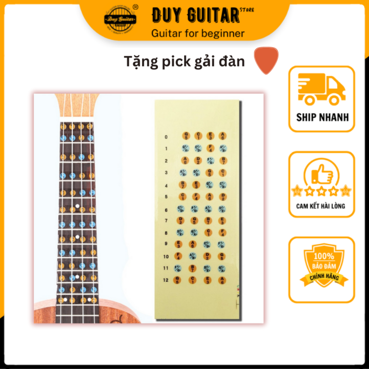 Decal note ukulele Sticker miếng dán vị trí nốt nhạc trên cần đàn ukulele - Duy Guitar Store phụ kiện Sale rẻ dưới 49k
