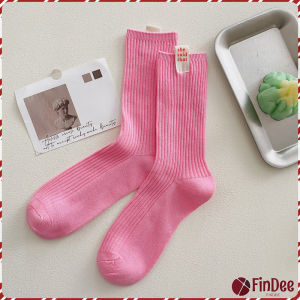 FinDee ถุงเท้ากีฬา ข้อยาว ผ้าฝ้าย ถุงเท้าข้อกลาง แฟชั่นฤดูใบไม้ร่วง womens socks