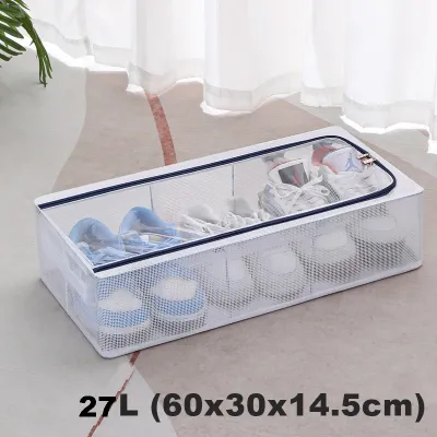 *SG SELLER* 27L Transparent Foldable Storage Box|Dust Free|Home Organizer For Shoe Clothes Toys Books