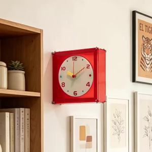 FFBH Nordic Minimalist Wall Clocks Creative Acrylic Silent Wall Clocks Double-sided Square Quartz Clock Indoor Home Wall Decoration Z1H5K