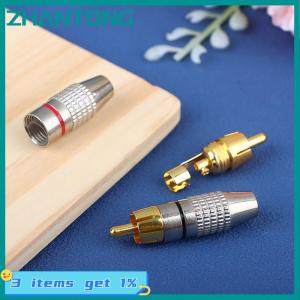 ZHANTONG 2Pcs RCA Male Connector Non Solder Plug Adapter For Audio Cable Plug Video CCTV Camera Solder-Free Adapter Cable Converter