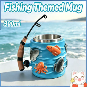 3D Fishing Themed Mug creative Cup with Handle for Hot Chocolate Beer Camping Trip Gift Men Dad 马克杯