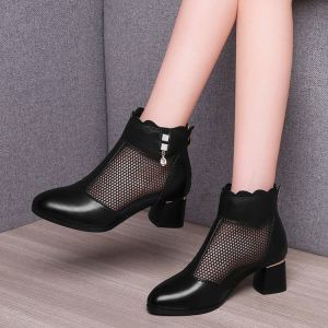 [Free Shipping] New Style Women’S Soft Leather Mesh Sandals Perfect For Spring And Summer With A Mid-Heel Breathable Design Versatile Style And Non-Slip Soles – Ideal For Moms