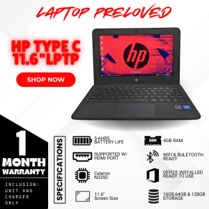 HP TYPE C Laptop 4GB RAM Intel Celeron N3350 Built in Camera PRELOVED