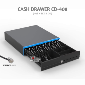 IWARE CASH DRAWER CD-408 Ukuran 405 x 43 x 10 cm RJ11 Laci Uang Kasir Toko Anti Karat Cash Register Otomatis Manual 7 Slot uang kertas + 4 Slot koin