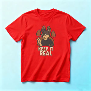 Simple Paw Frame Coyote Peace Gesture Graphic Tee Men Cotton Crew Shirt City Stroll Daily Lightweight Casual Wear