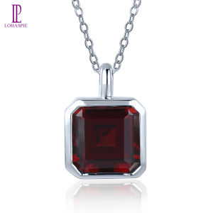 Lohaspie Đồ Trang Sức Bất 925 Vòng cổ bạc Ban Đầu Ngọc Thạch Lựu tự nhiên Mặt Dây Chuyền đá quý màu đỏ Garnet Mặt dây chuyền Đá sinh nhật Cho trang sức nữ 925 trang sức bạc