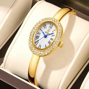 แฟชั่นผู้หญิงนาฬิกาใหม่ย้อนยุคสร้อยข้อมือชิ้นเดียวนาฬิกาควอตซ์การเคลื่อนไหวนาฬิกาผู้หญิงนาฬิกาผู้หญิงที่เรียบง่าย