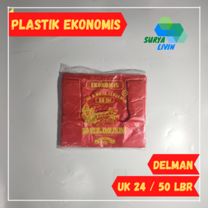 Kantong Plastik Kresek Delman Ekonomis Uk. 24 Merah isi 50 lembar