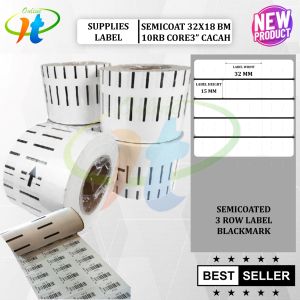 Label Barcode Harga Semicoat 32x18 Blackmark Core 3 inch isi 10000 Cacah Printer Barcode Industrial